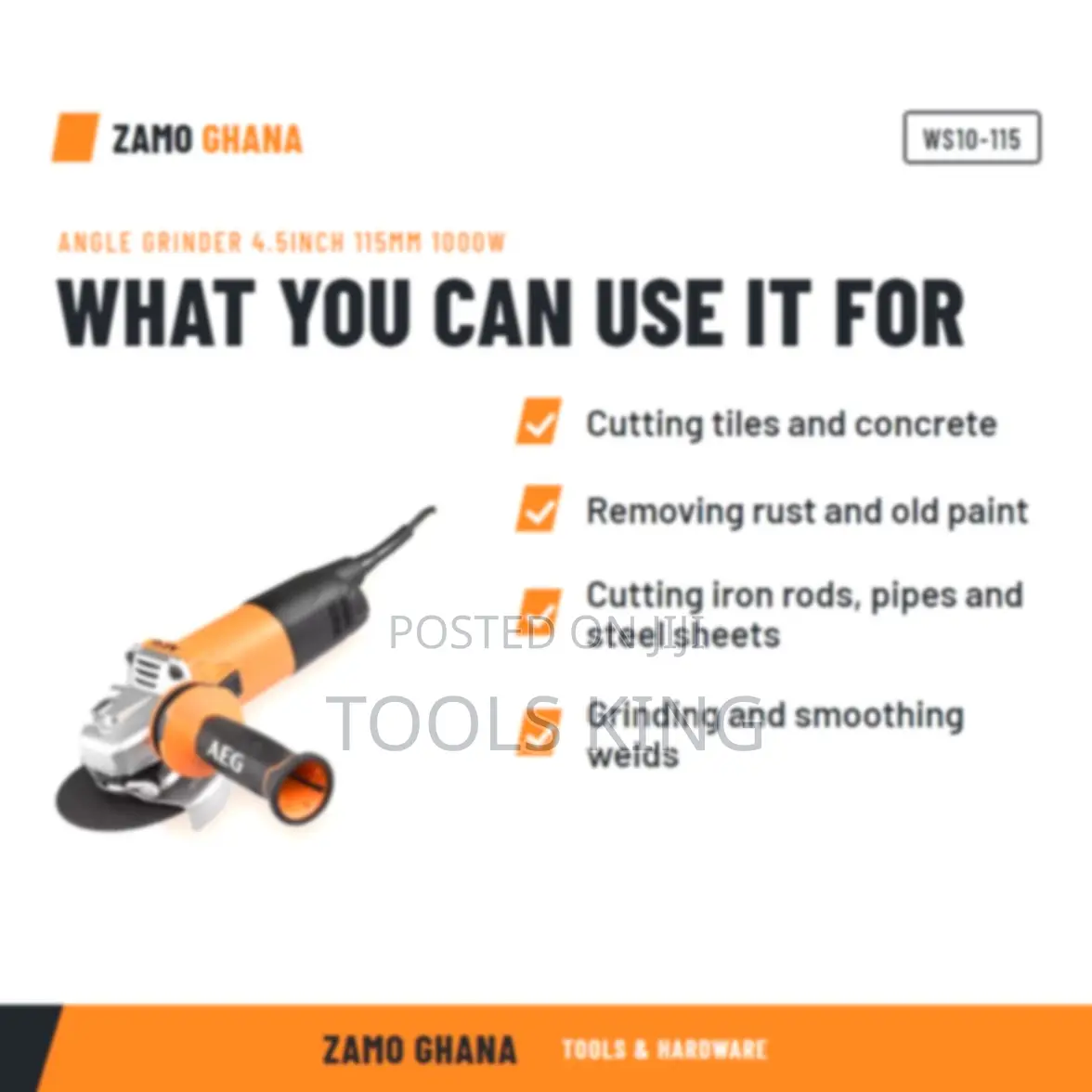 Angle Grinder 4.5Inch 115Mm 1000W - WS10-115