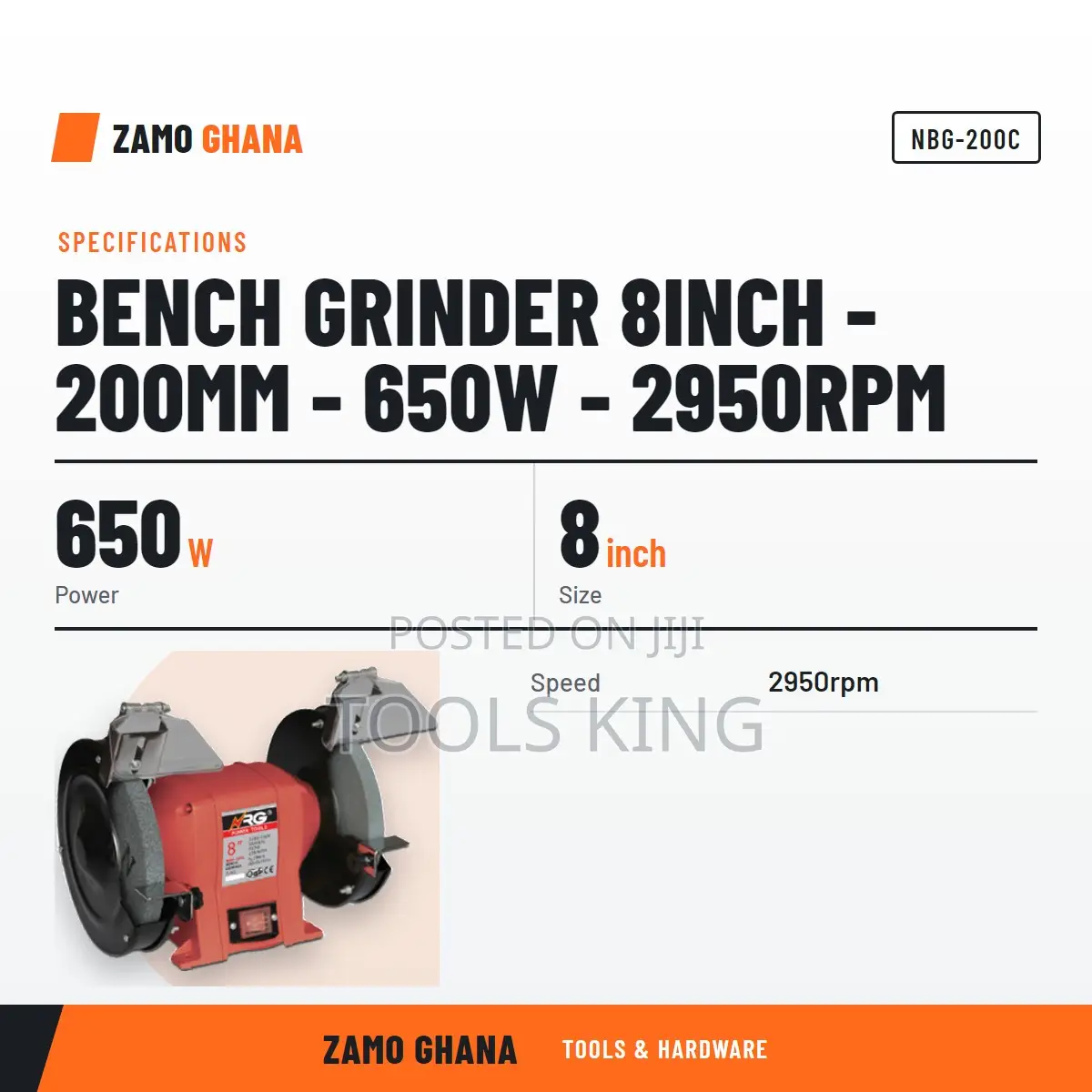 Bench Grinder 8Inch - 200Mm - 650W - 2950Rpm - NBG-200C