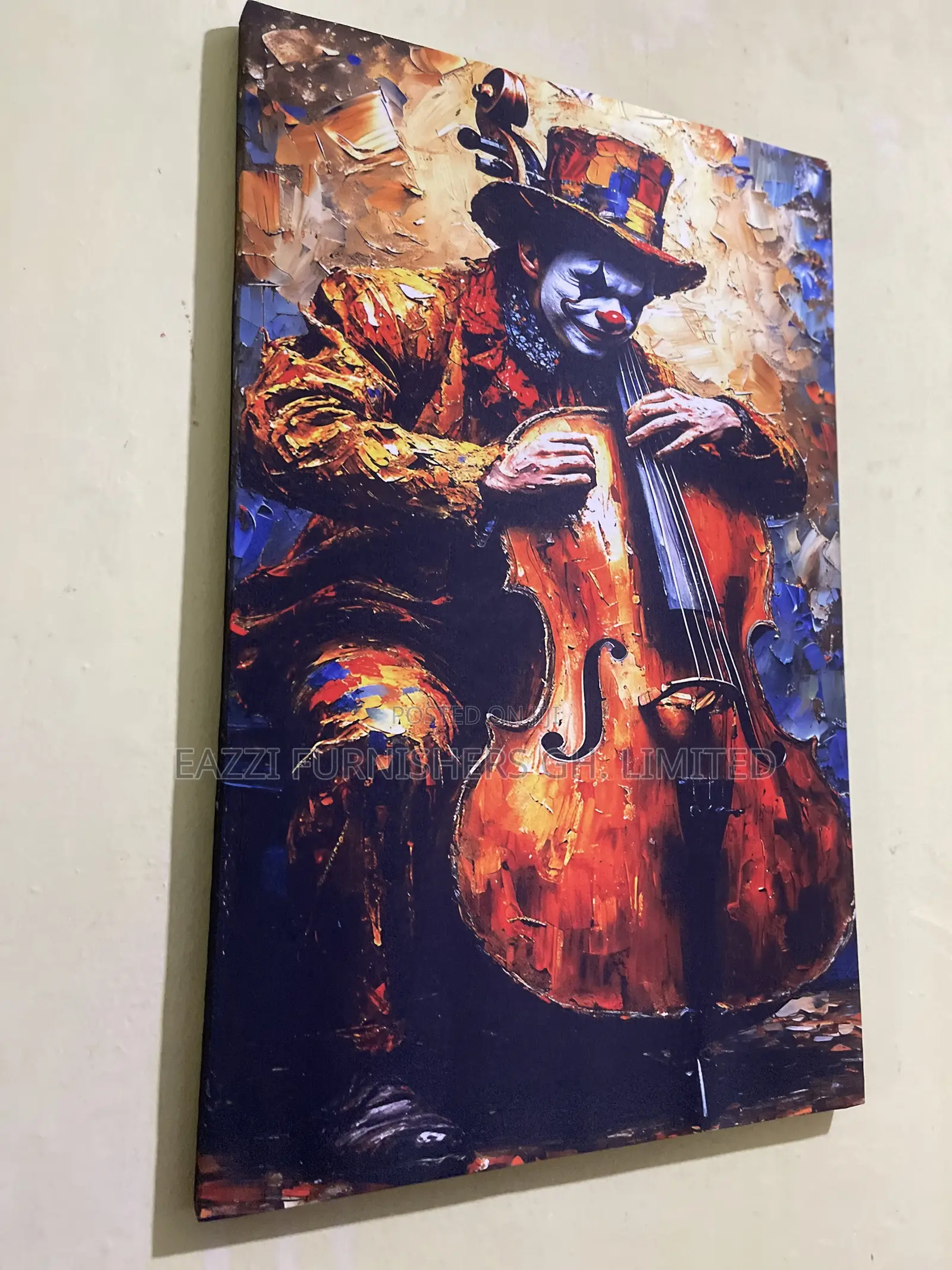 REAL CLOTH Canvas Wall Art, Vintage Cello Player Decor, Unique Circus