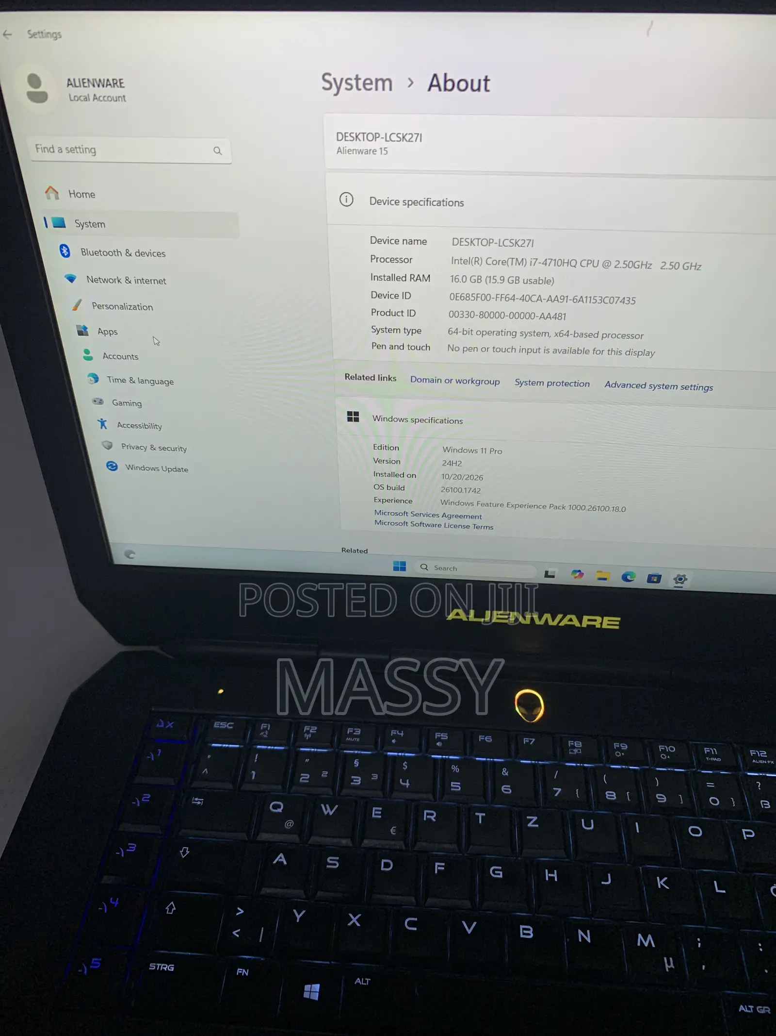 Laptop Alienware 13 R3 16GB Intel Core i7 HDD+SSD 1T