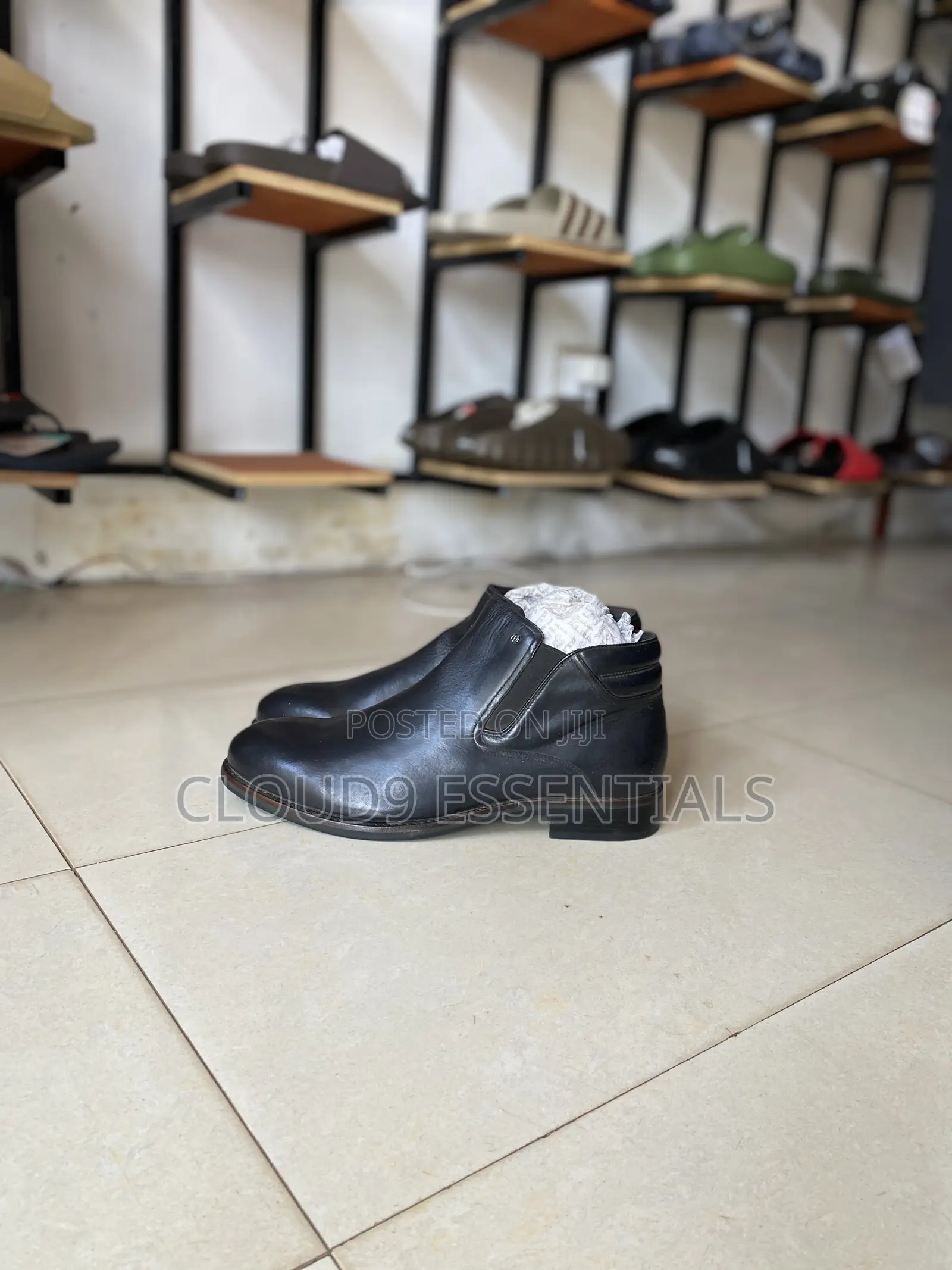 Original Alba Men Black Leather Ankle Shoes