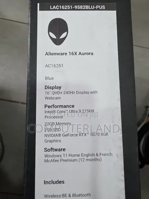 New Laptop Dell Alienware Aurora 16 3GB Intel Core Ultra 9 SSD 2T