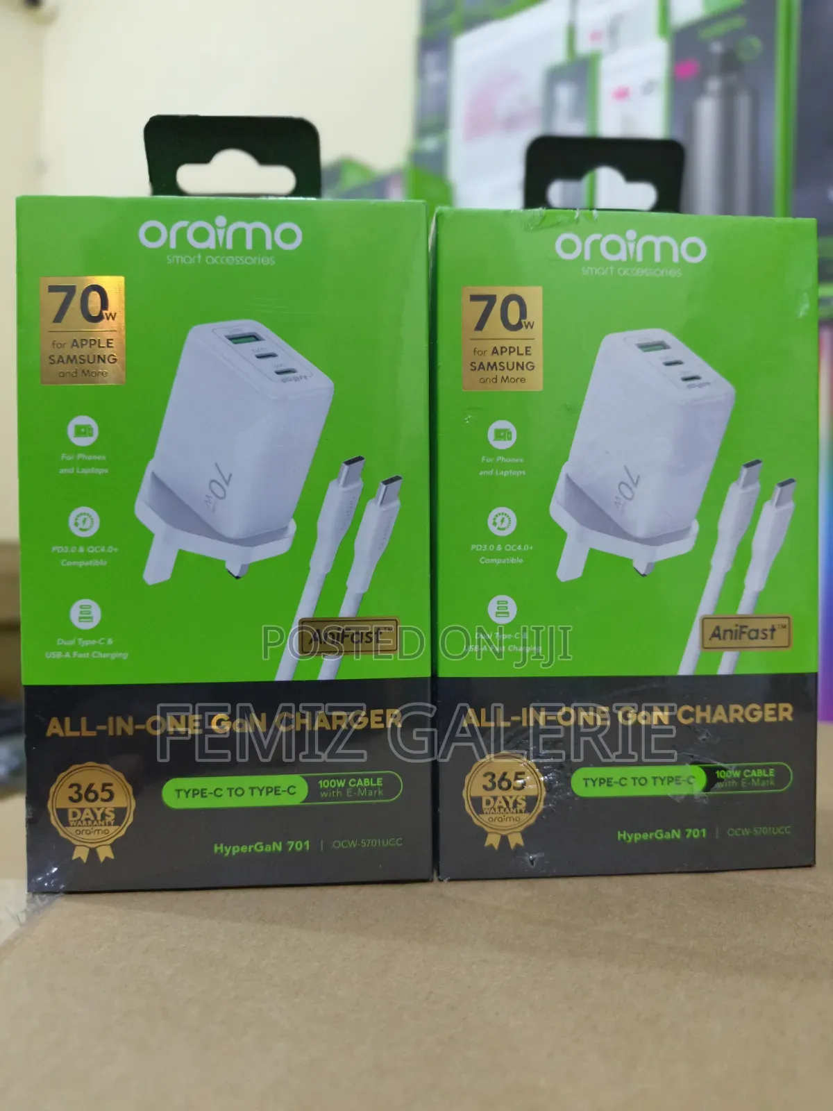 Oraimo HyperGaN 70W GaN Fast Charger With 3 Ports