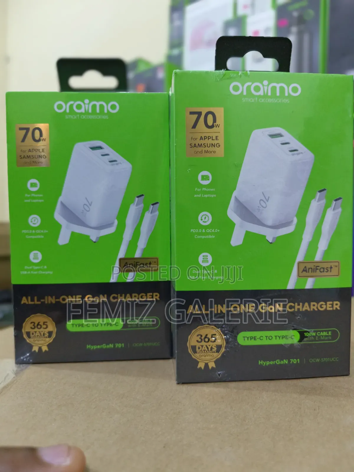 Oraimo HyperGaN 70W GaN Fast Charger With 3 Ports