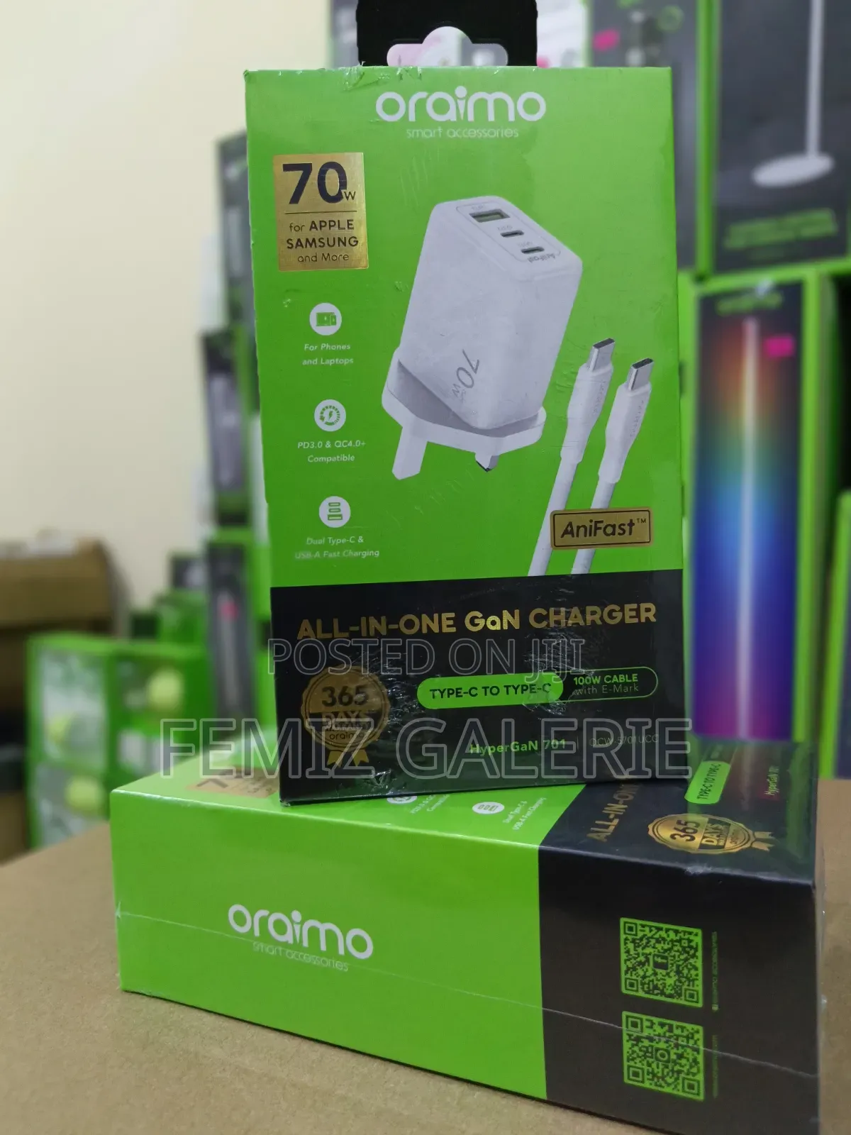 Oraimo HyperGaN 70W GaN Fast Charger With 3 Ports
