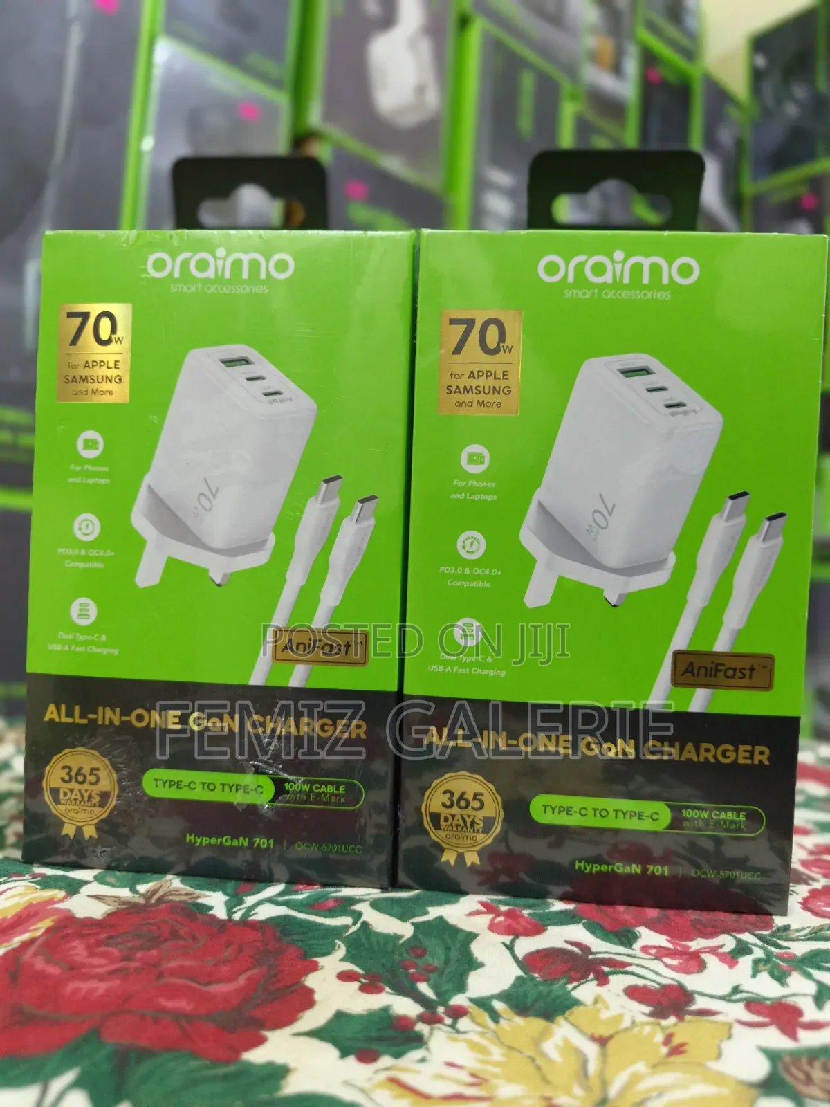 Oraimo HyperGaN 70W GaN Fast Charger With 3 Ports