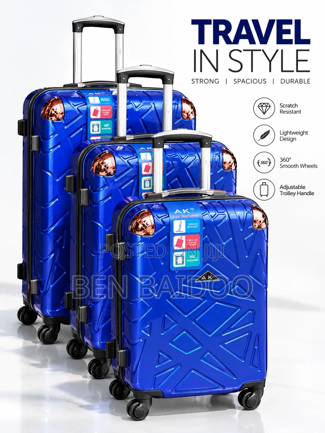 Travel Luggage Set 3in1 (Safety Lock)