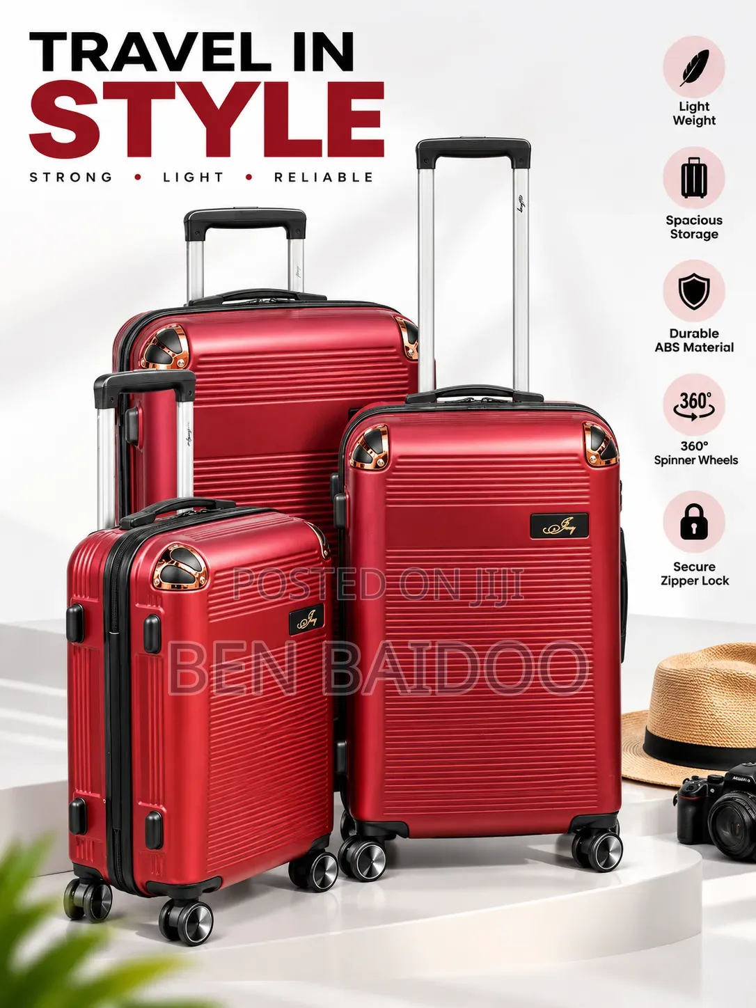 Plastic Luggage Set 3in1 (Secure Lock Combination)