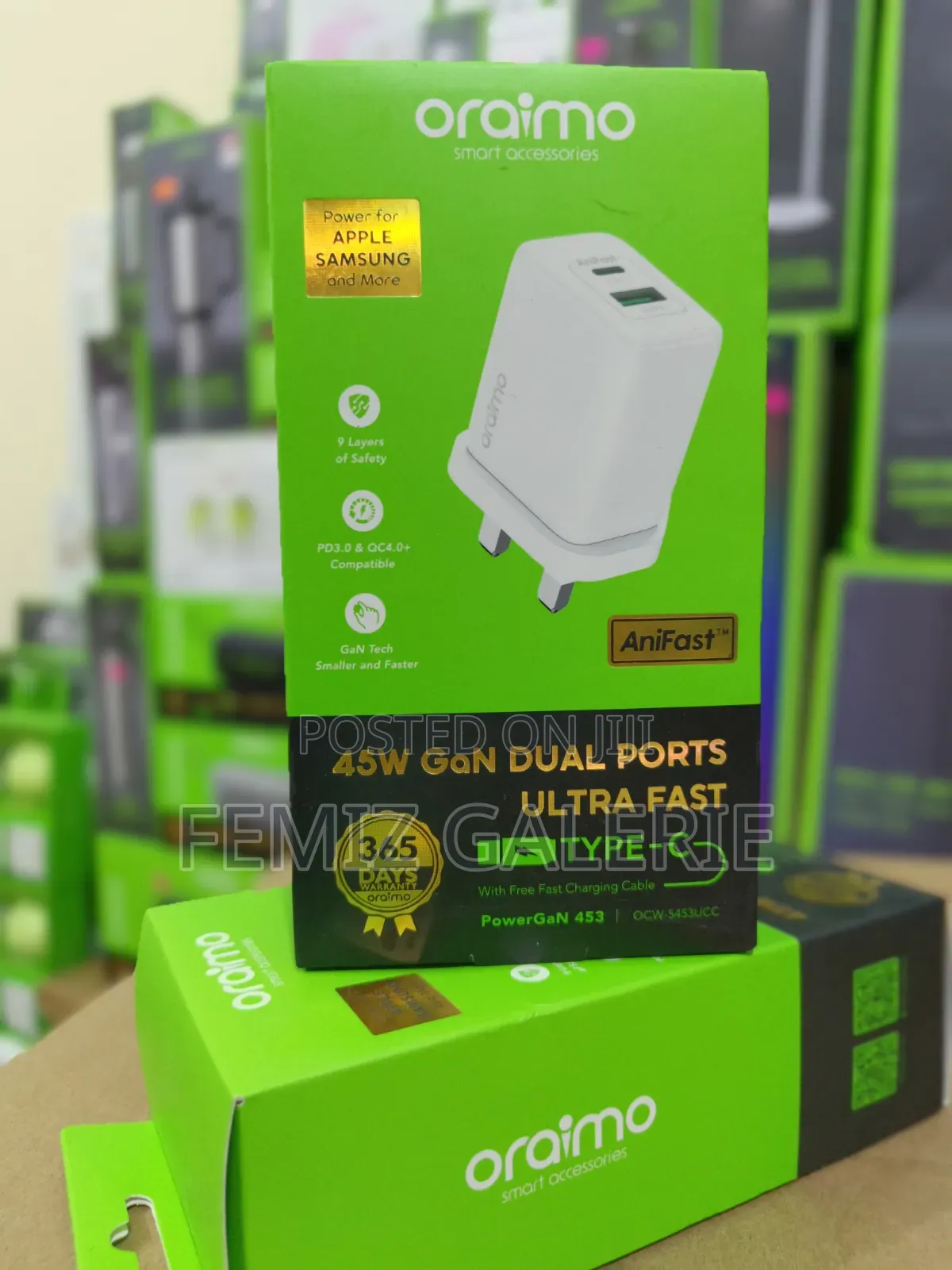 Oraimo PowerGaN 453 Compact Powerful 45W GaN Dual-Port Charger