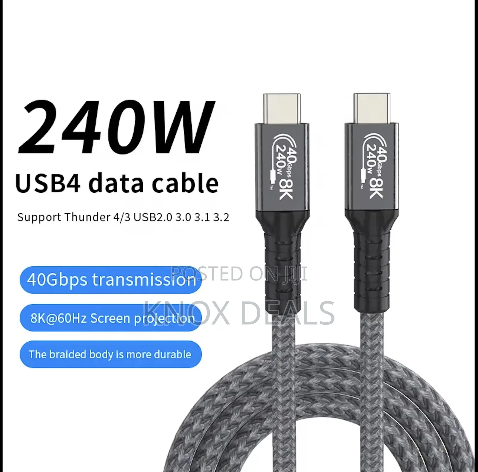 USB 4.0 / THUNDERBOLT 4 CABLE – 240W FAST CHARGING | 40Gbps | 8K | 1M
