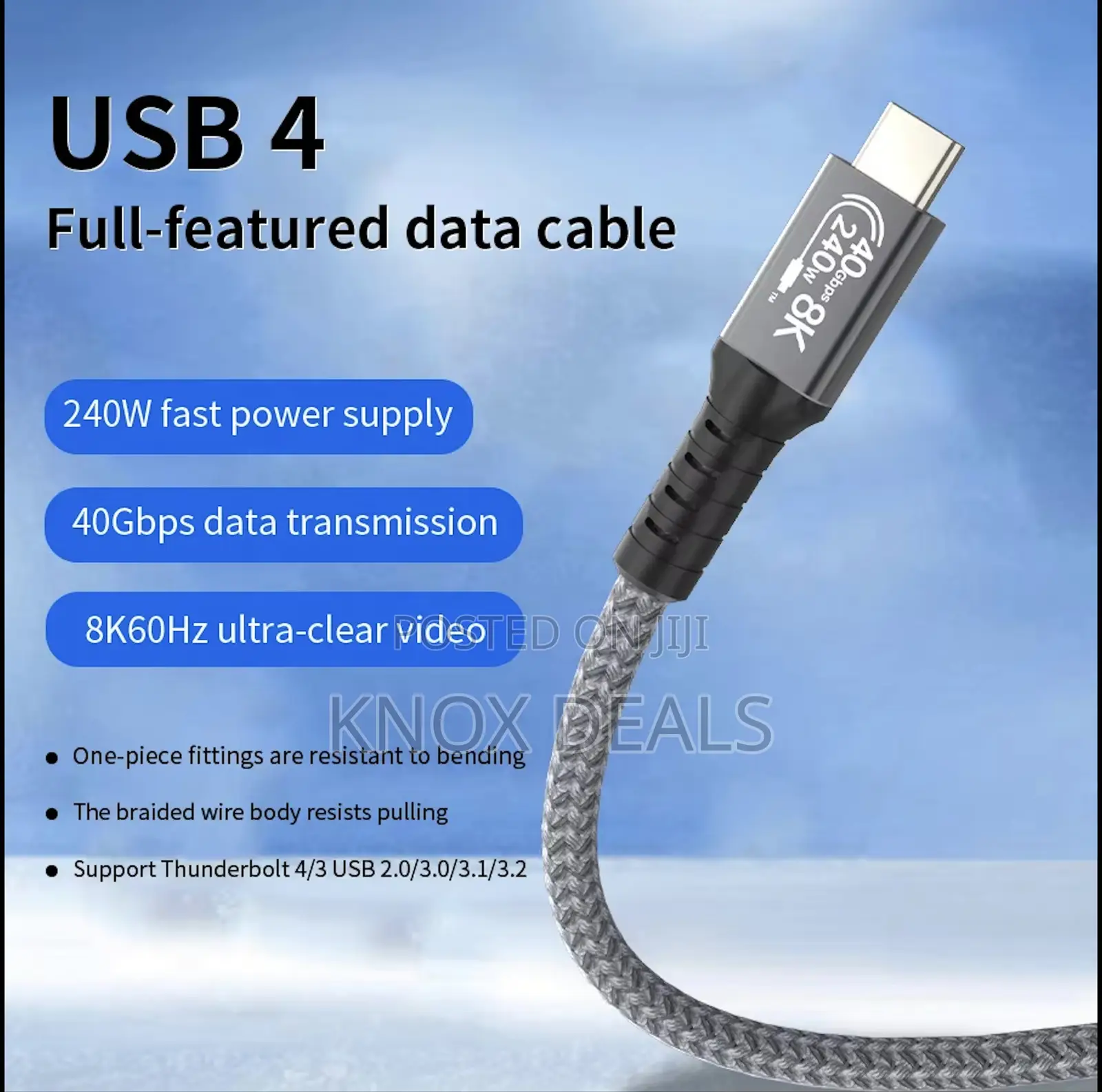 USB 4.0 / THUNDERBOLT 4 CABLE – 240W FAST CHARGING | 40Gbps | 8K | 1M