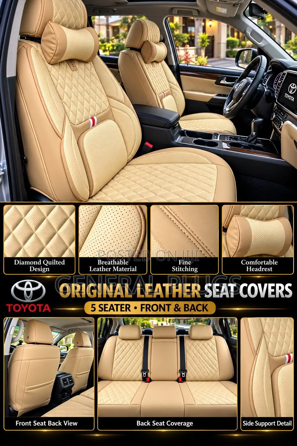 Stunning Automobile Interior Makeover ;5 Seater Original Leather Cover