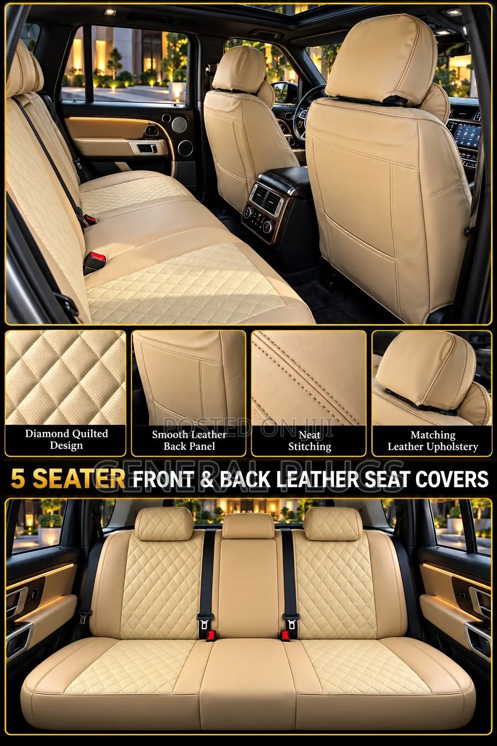 Give Front & Rear Seating a Matching Appearance;5 Seater Leather Cover