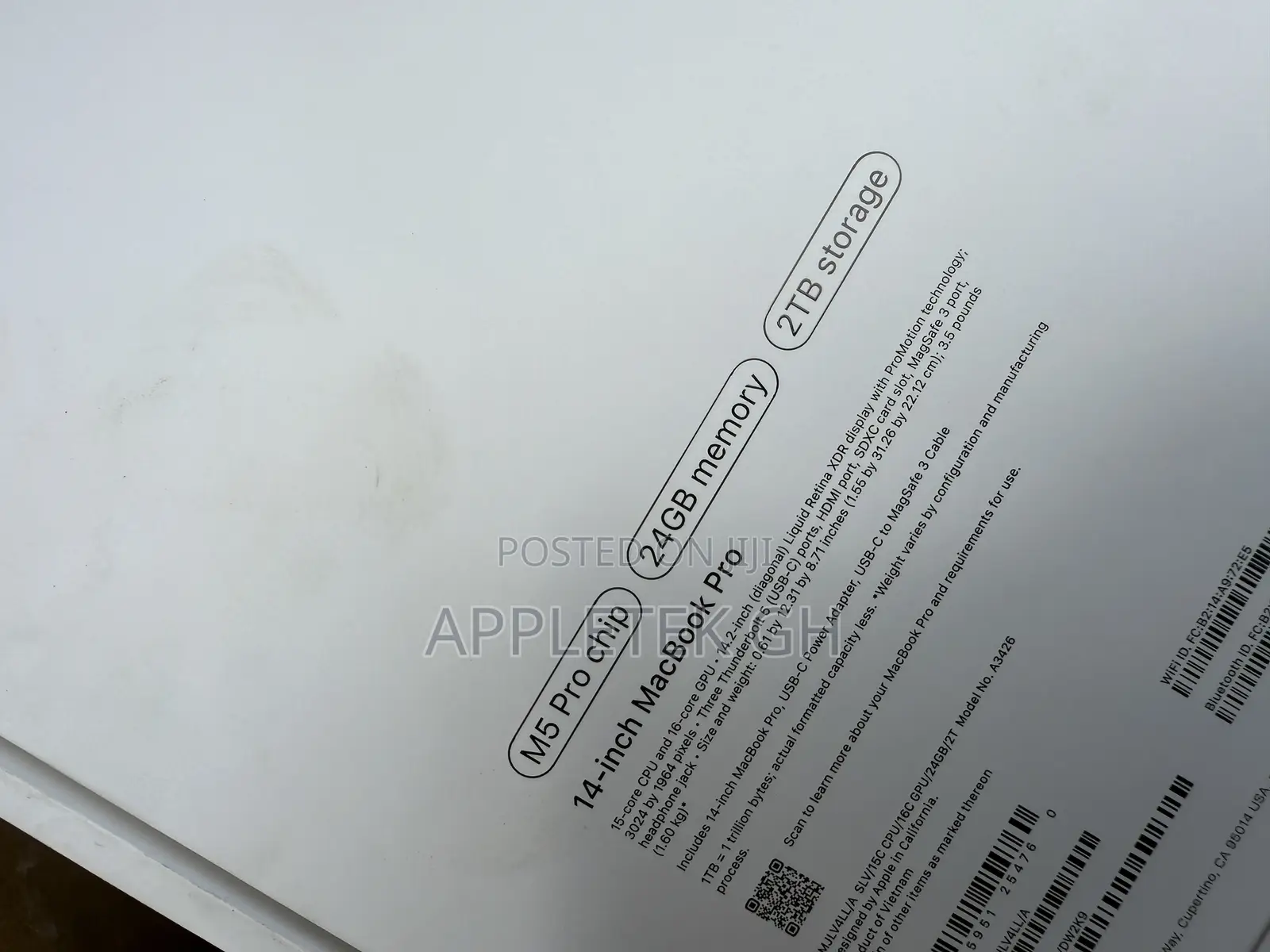 New Laptop Apple MacBook Pro 2026 M5 Pro 24GB Apple M5 Pro SSD 2T