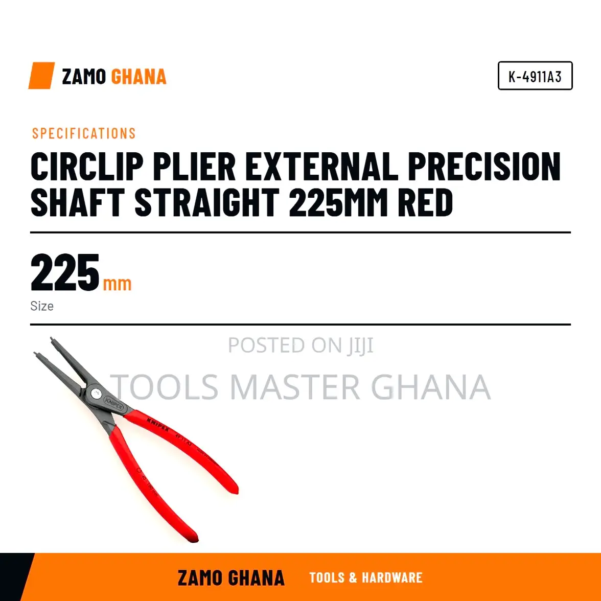Circlip Plier External Precision Shaft Straight 225Mm Red - K-4911a3