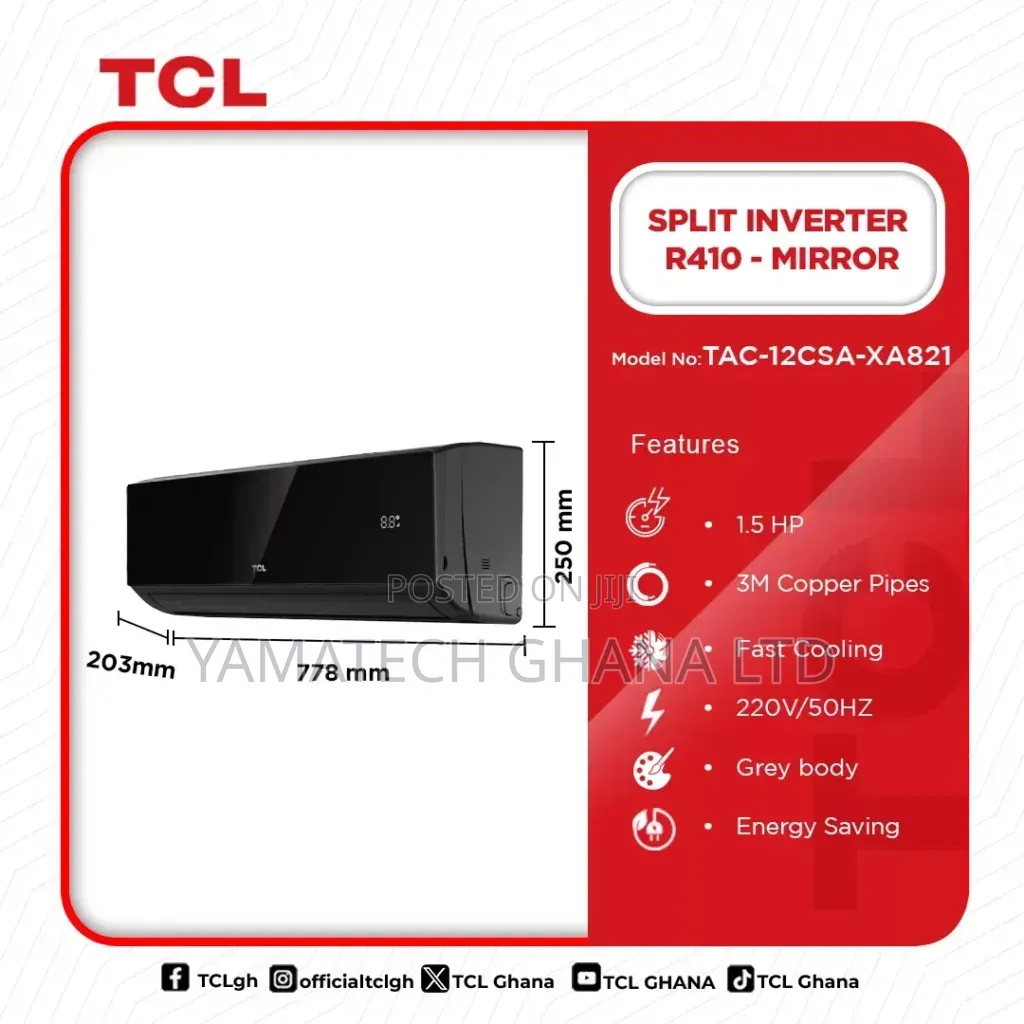 TCL 1.5hp Black Mirror Inverter AC