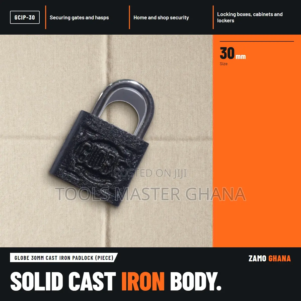 Globe 30Mm Cast Iron Padlock (Piece) - GCIP-30