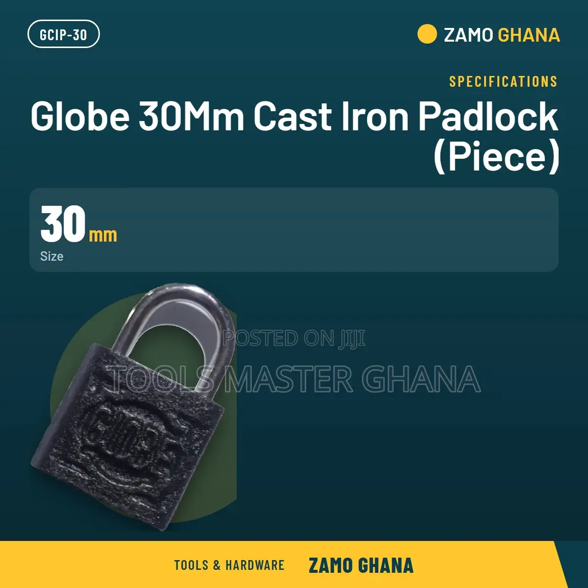 Globe 30Mm Cast Iron Padlock (Piece) - GCIP-30
