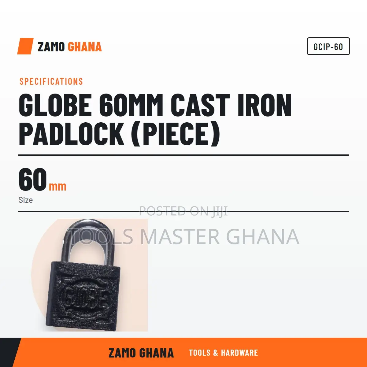Globe 60Mm Cast Iron Padlock (Piece) - GCIP-60