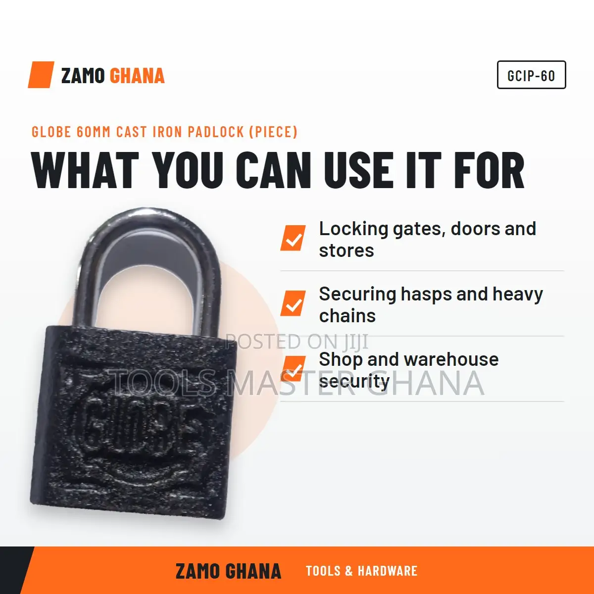 Globe 60Mm Cast Iron Padlock (Piece) - GCIP-60
