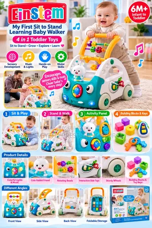 EinStem 4-in-1 Rabbit Baby Walker