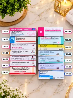 Tretinoin/Azelaic/Melanofree/Adepalene /Demelan/Celimax/Tosowoong/Gels