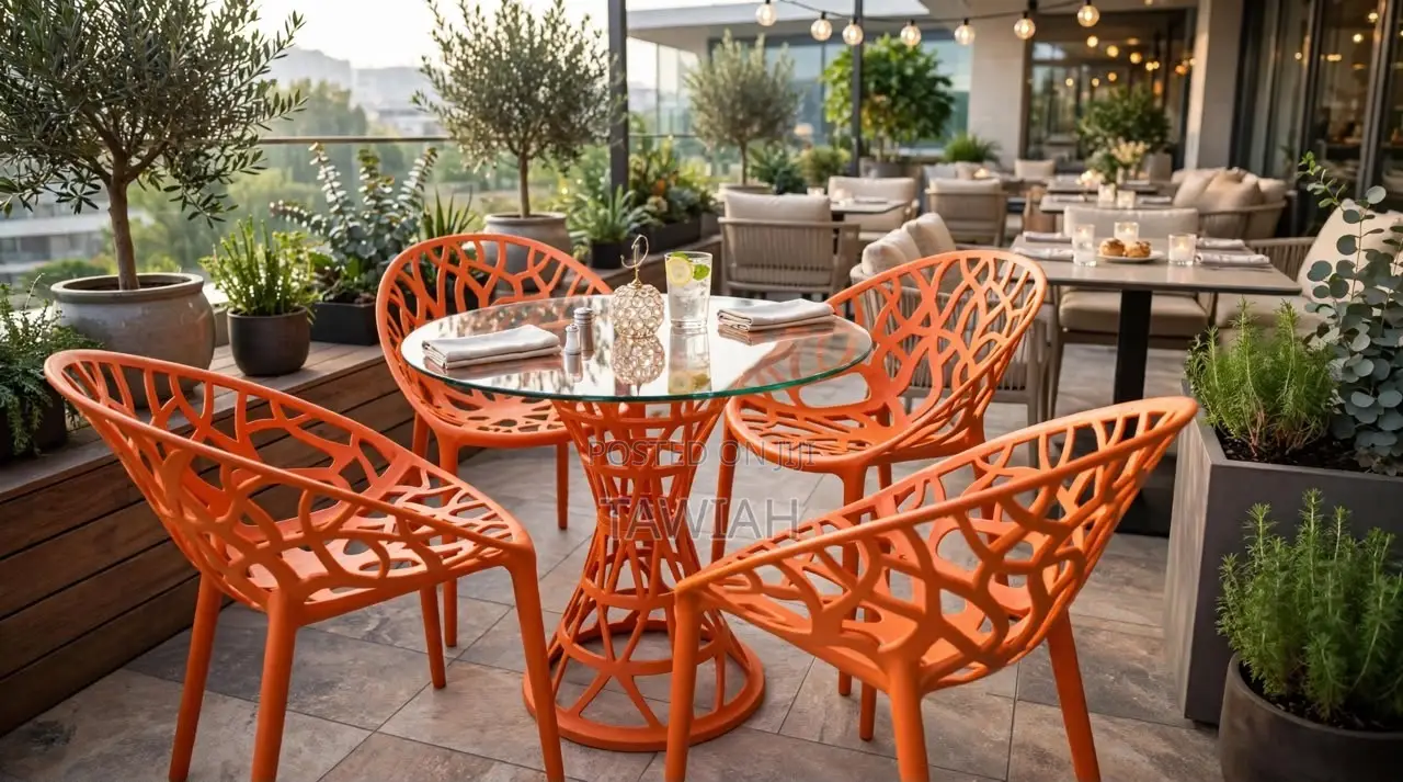 Garden Set With Glass Table and 4 Chairs