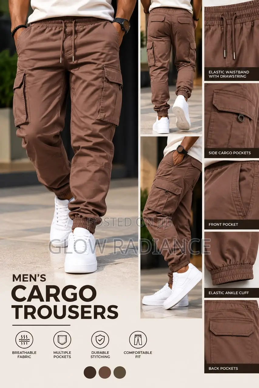 Men’s Premium Cotton Cargo Joggers Pant(Available in Multiple Colors)