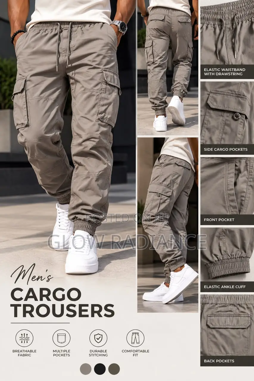 Men’s Premium Cotton Cargo Joggers Pant(Available in Multiple Colors)