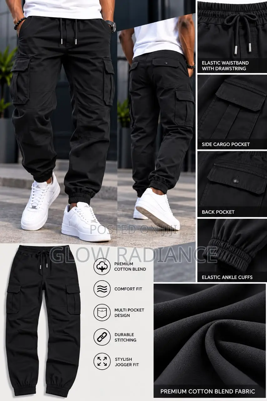 Men’s Premium Cotton Cargo Joggers Pant(Available in Multiple Colors)