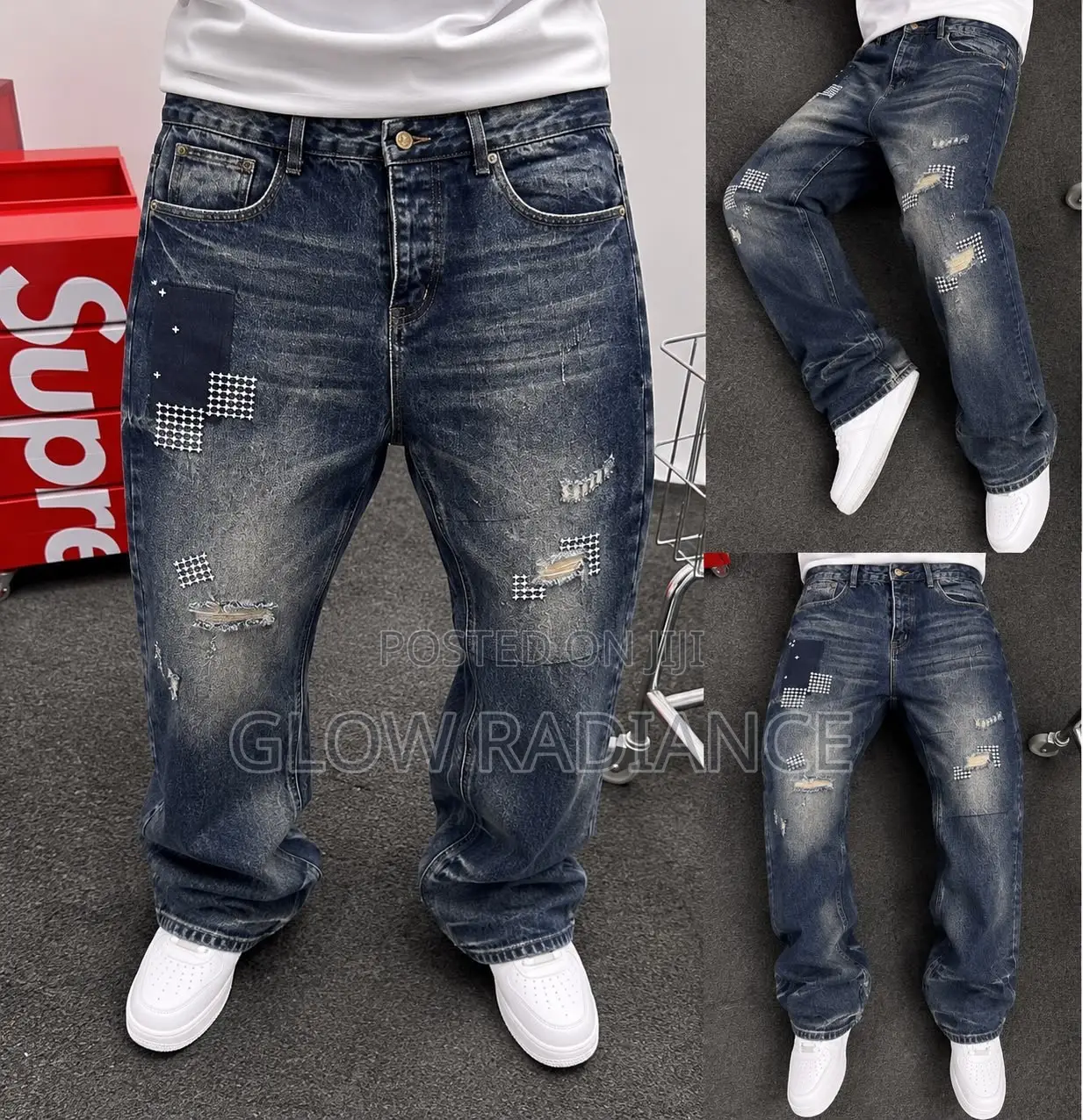 Men’s Vintage Distressed Baggy Jeans
