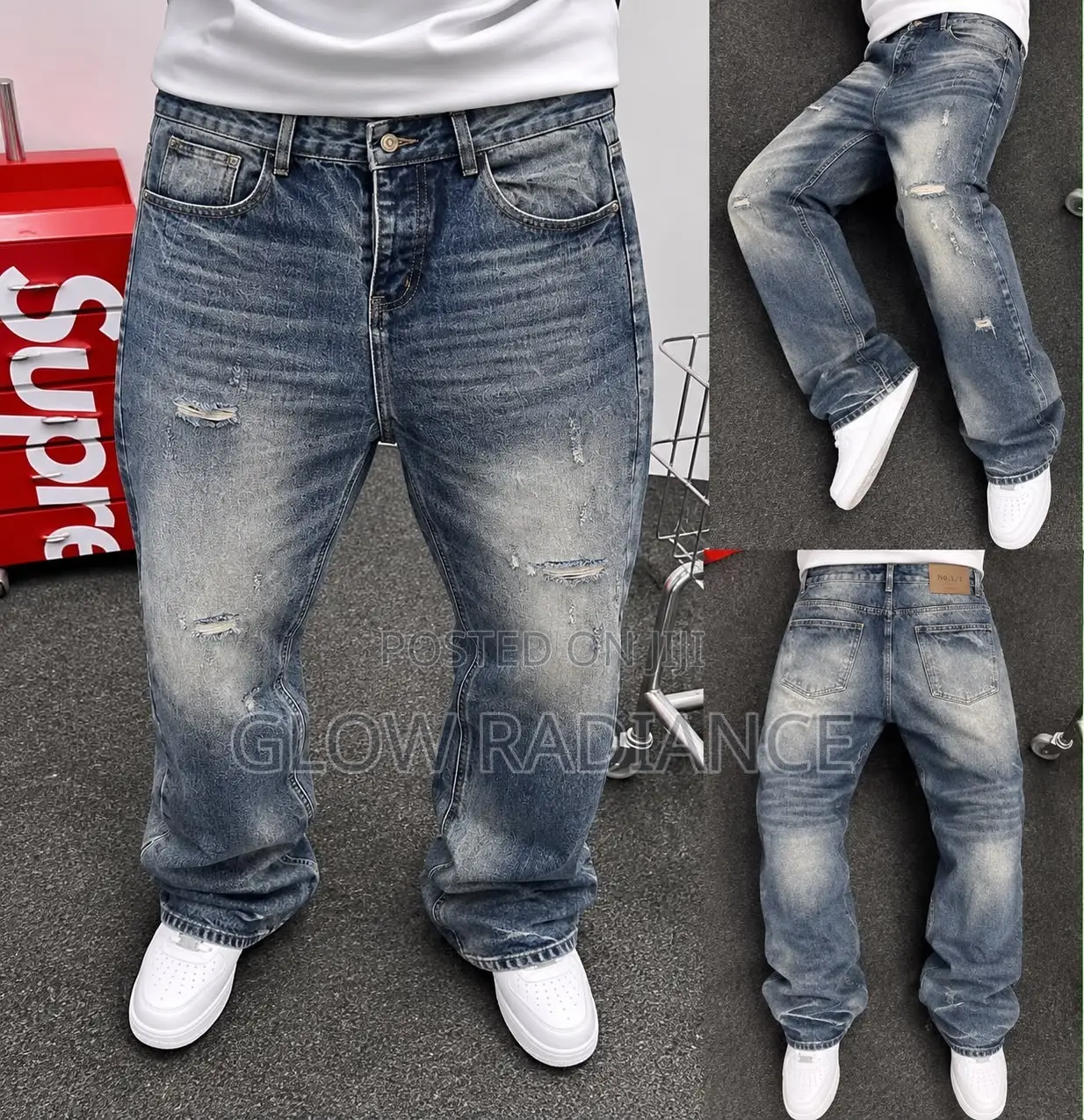 Men’s Vintage Distressed Baggy Jeans
