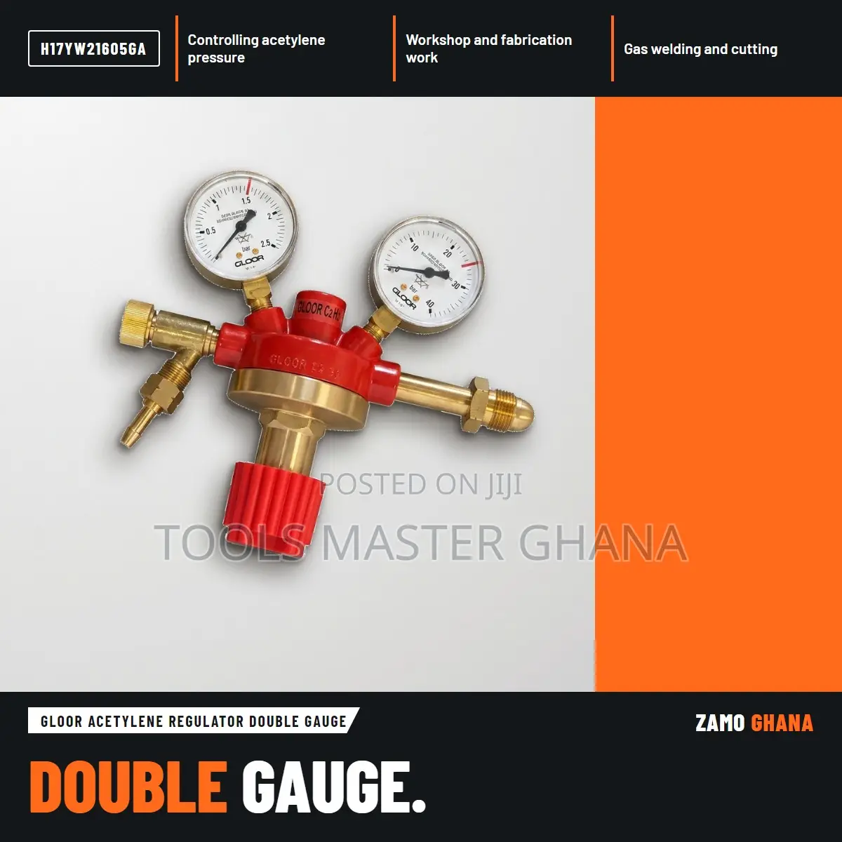 Gloor Acetylene Regulator Double Gauge - H17YW21605GA
