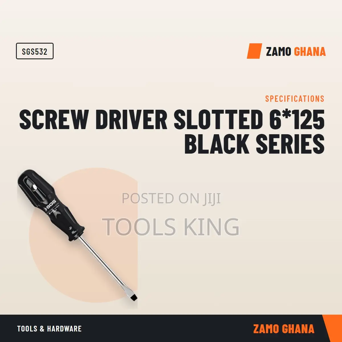 Screw Driver Slotted 6*125 Black Series - SGS532