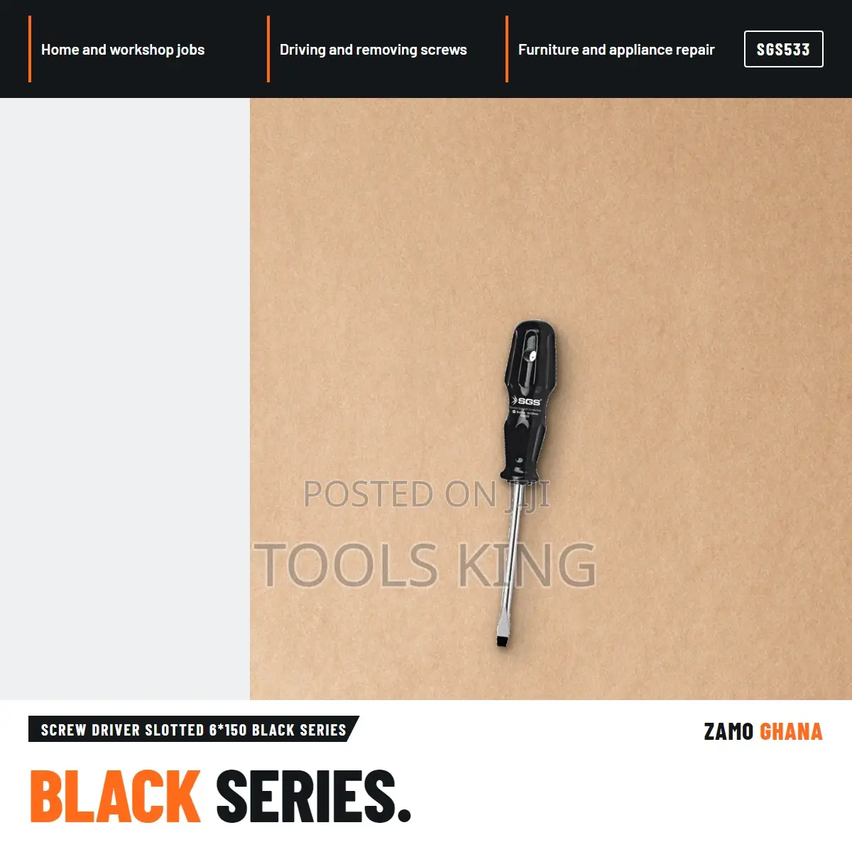 Screw Driver Slotted 6*150 Black Series - SGS533