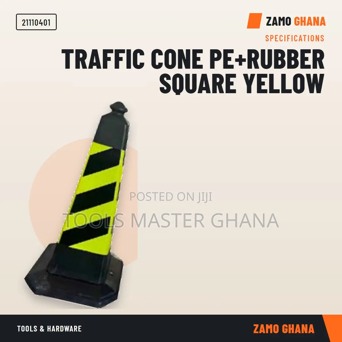 Traffic Cone Pe+Rubber Square Yellow -