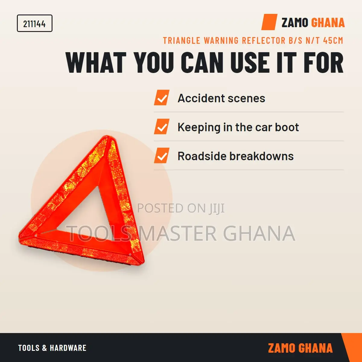 Triangle Warning Reflector B/S N/T 45Cm - 211144