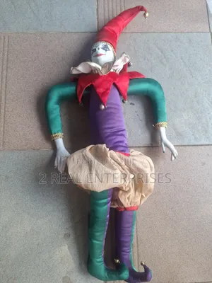 Vintage Hanging Porcelain Head Jester / Harlequin Pierrot Doll