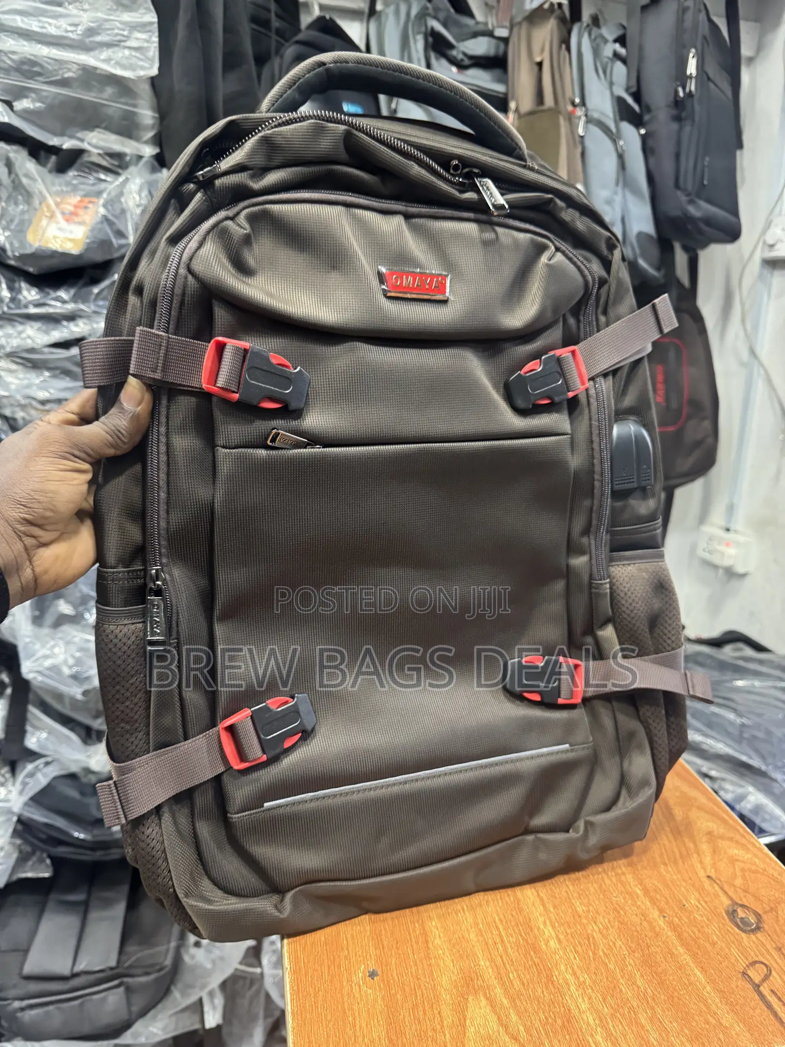 Original Omaya Thick Material Fabric Backpack With USB.