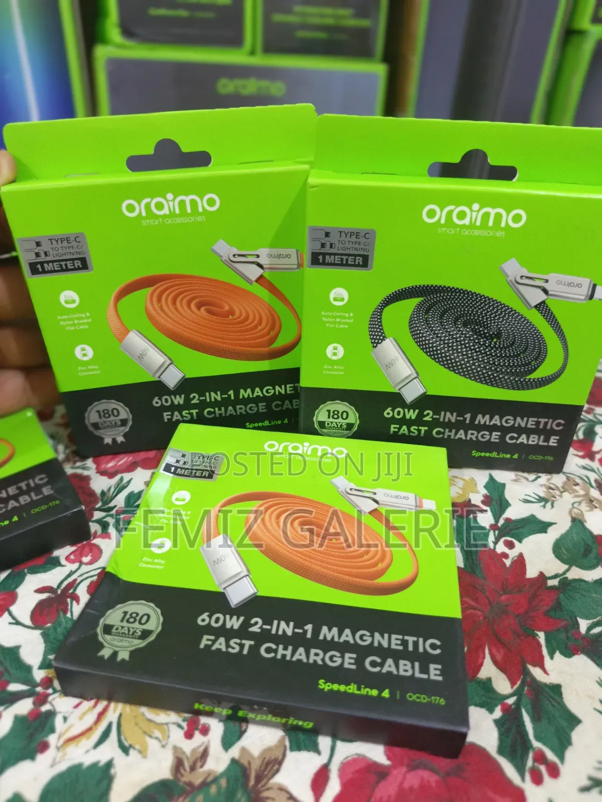 Oraimo SpeedLine 4 Magnetic 2in1 60W Fast Charge Cable