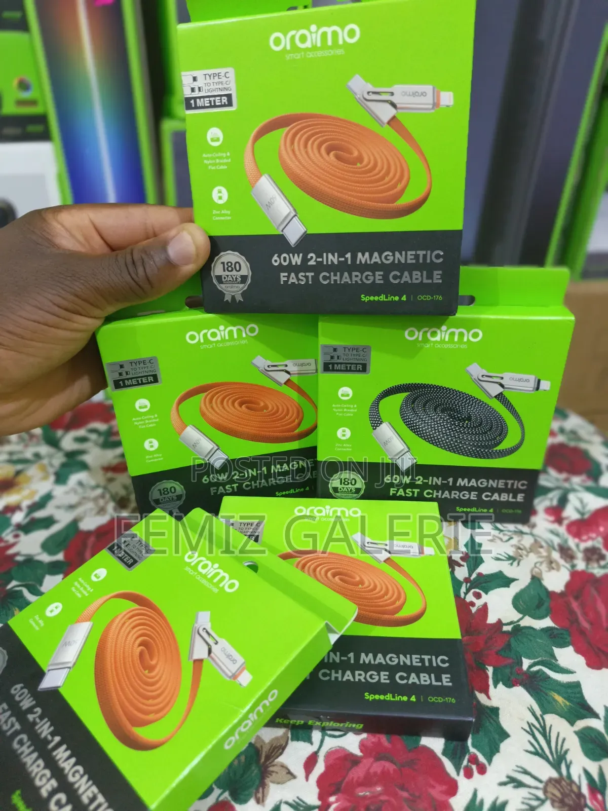 Oraimo SpeedLine 4 Magnetic 2in1 60W Fast Charge Cable