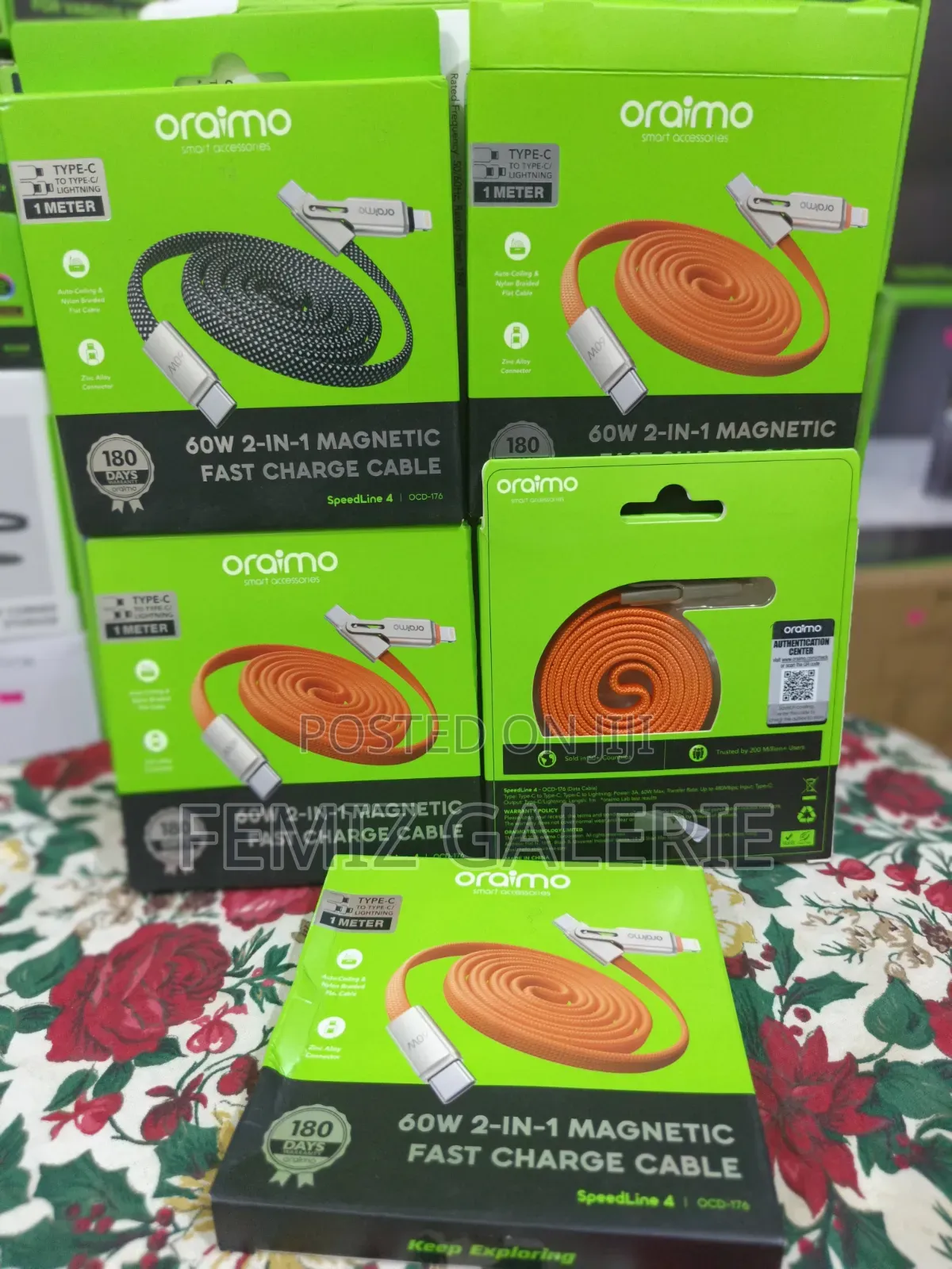 Oraimo SpeedLine 4 Magnetic 2in1 60W Fast Charge Cable