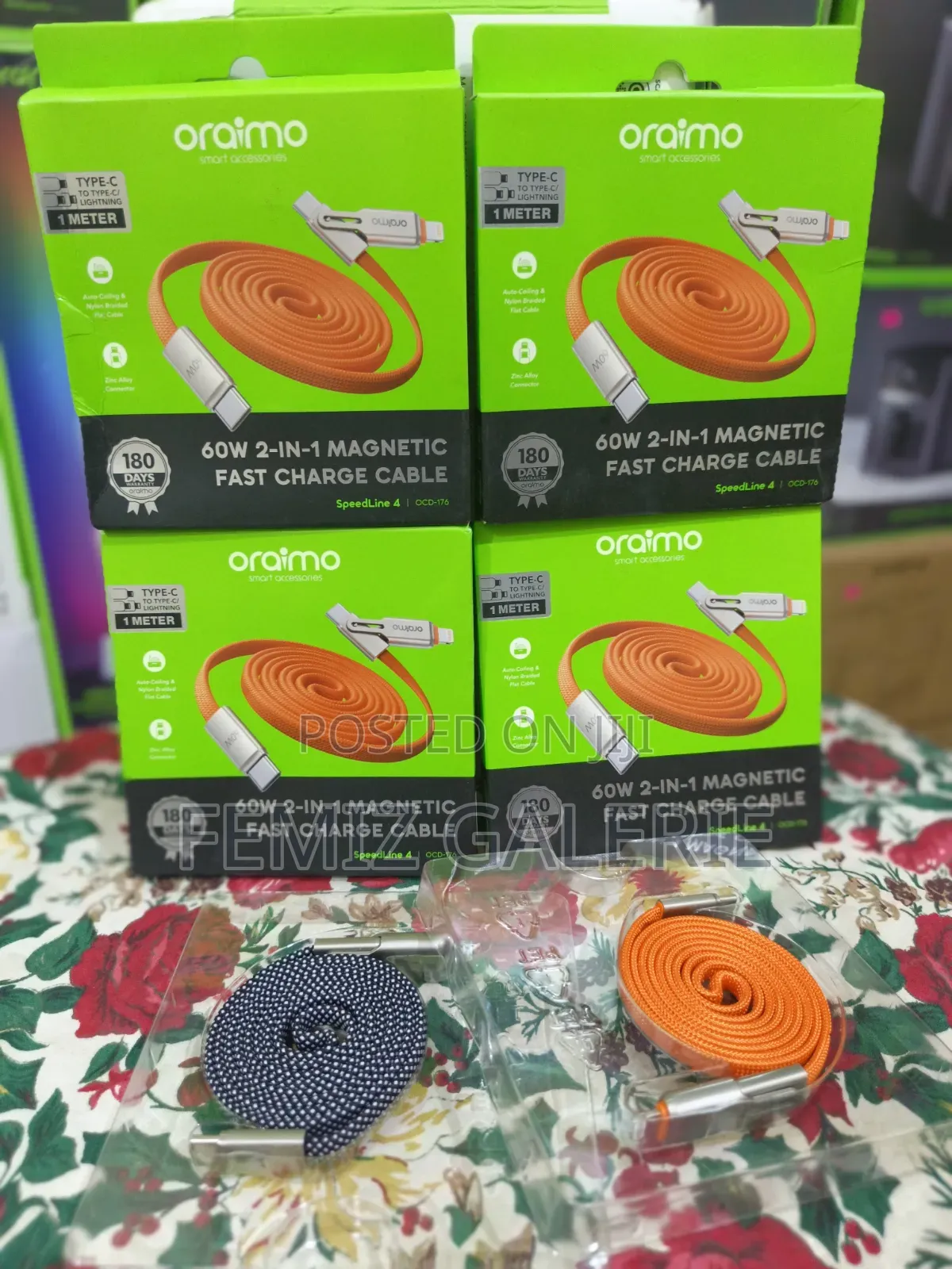 Oraimo SpeedLine 4 Magnetic 2in1 60W Fast Charge Cable