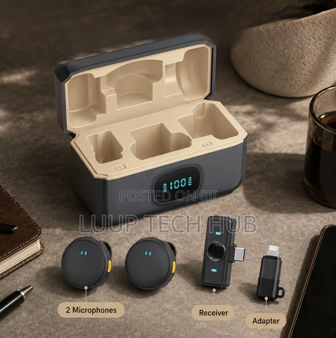 Dual Wireless Lavalier Microphone With Smart Noise Cancellation