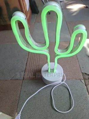 Green LED Cactus Neon Light Desk Lamp USB Powered