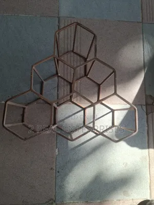 Copper Geometric Metal Honeycomb 6-Bottle Wine Rack