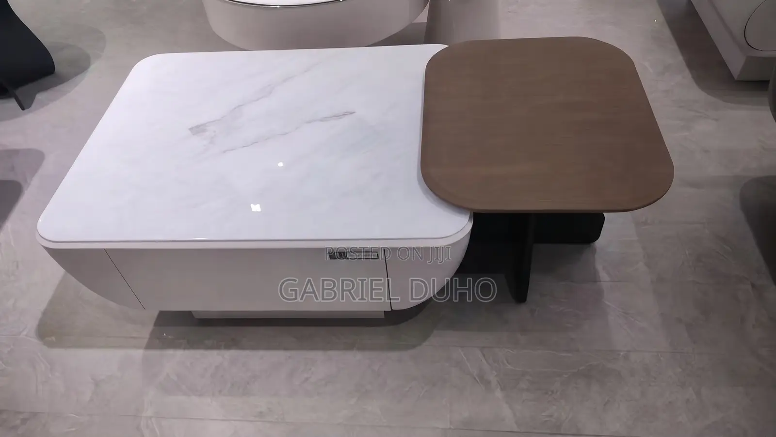 2 in 1 Marble Center Table With Drawer