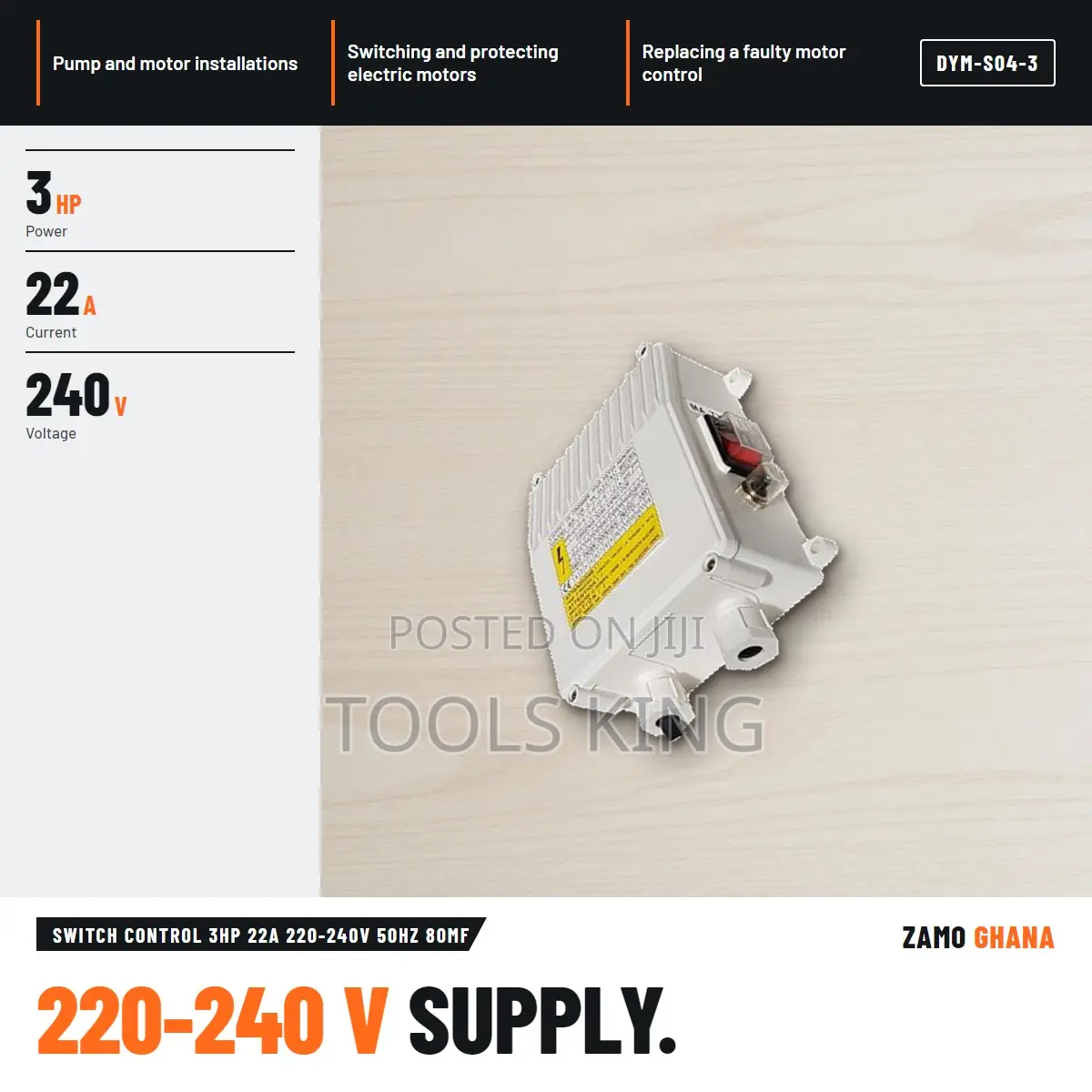 Switch Control 3Hp 22A 220-240v 50Hz 80Mf - DYM-S04-3