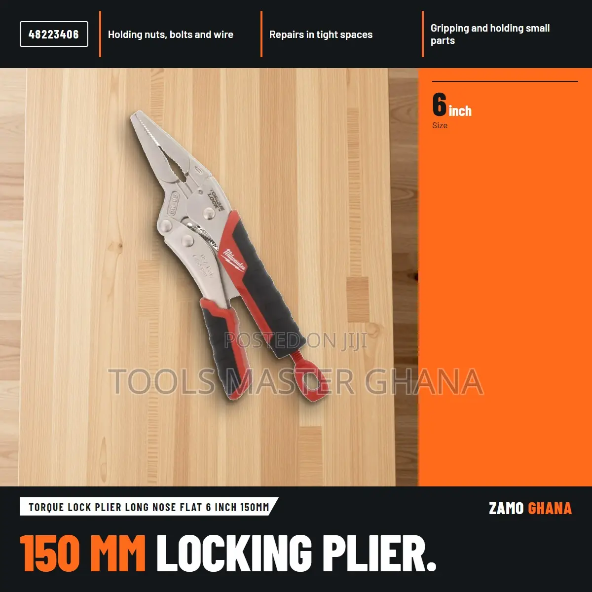 Torque Lock Plier Long Nose Flat 6 Inch 150Mm -