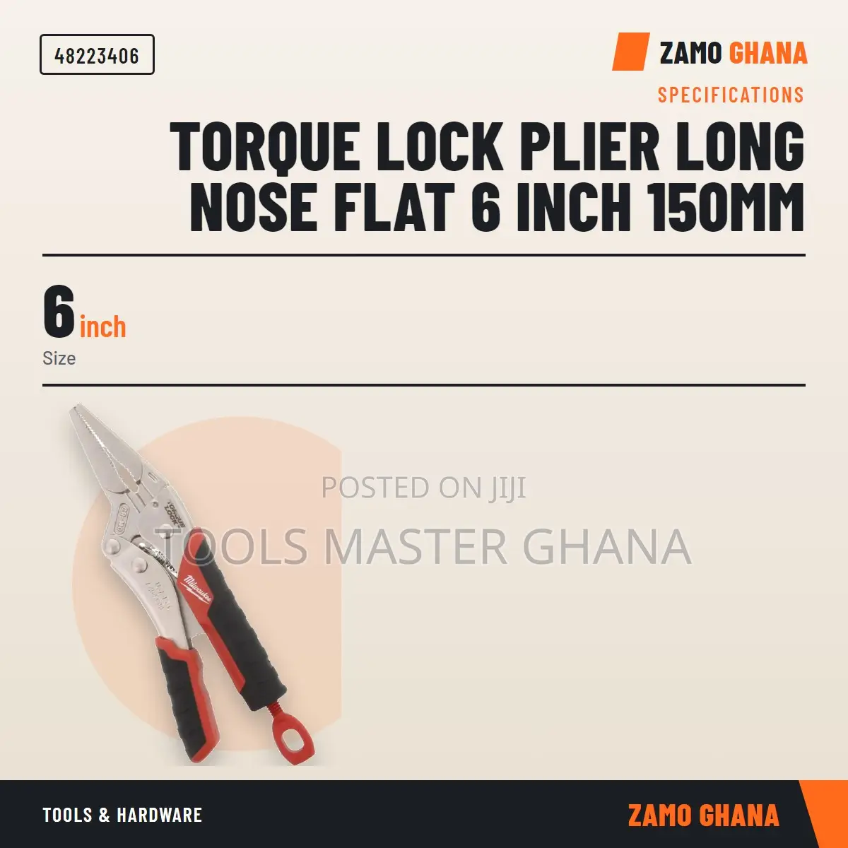 Torque Lock Plier Long Nose Flat 6 Inch 150Mm -